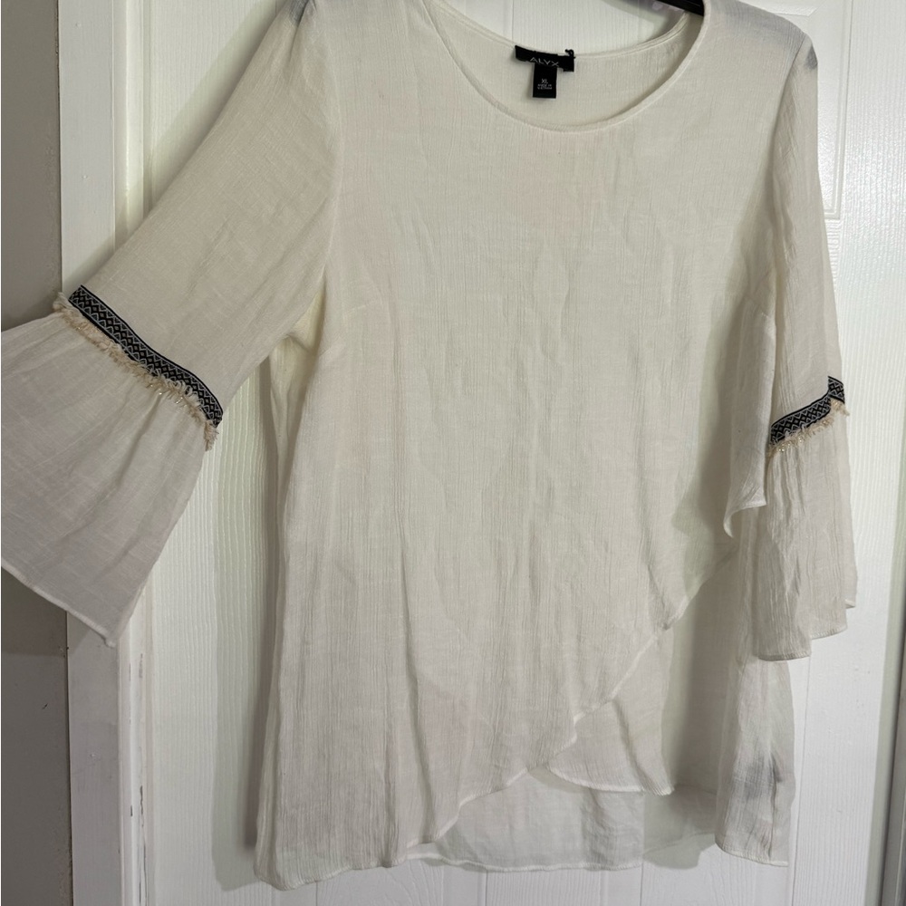 Elegant White Blouse with Bell Sleeves
